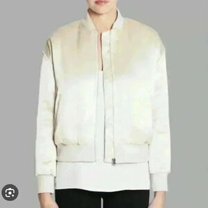 Frame Atelier • Satin champagne colored zip up Bomber Jacket size XS